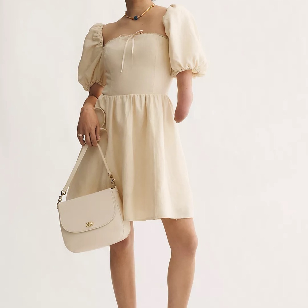 Reformation Cream Puff-Sleeve Mini Dress - Cream